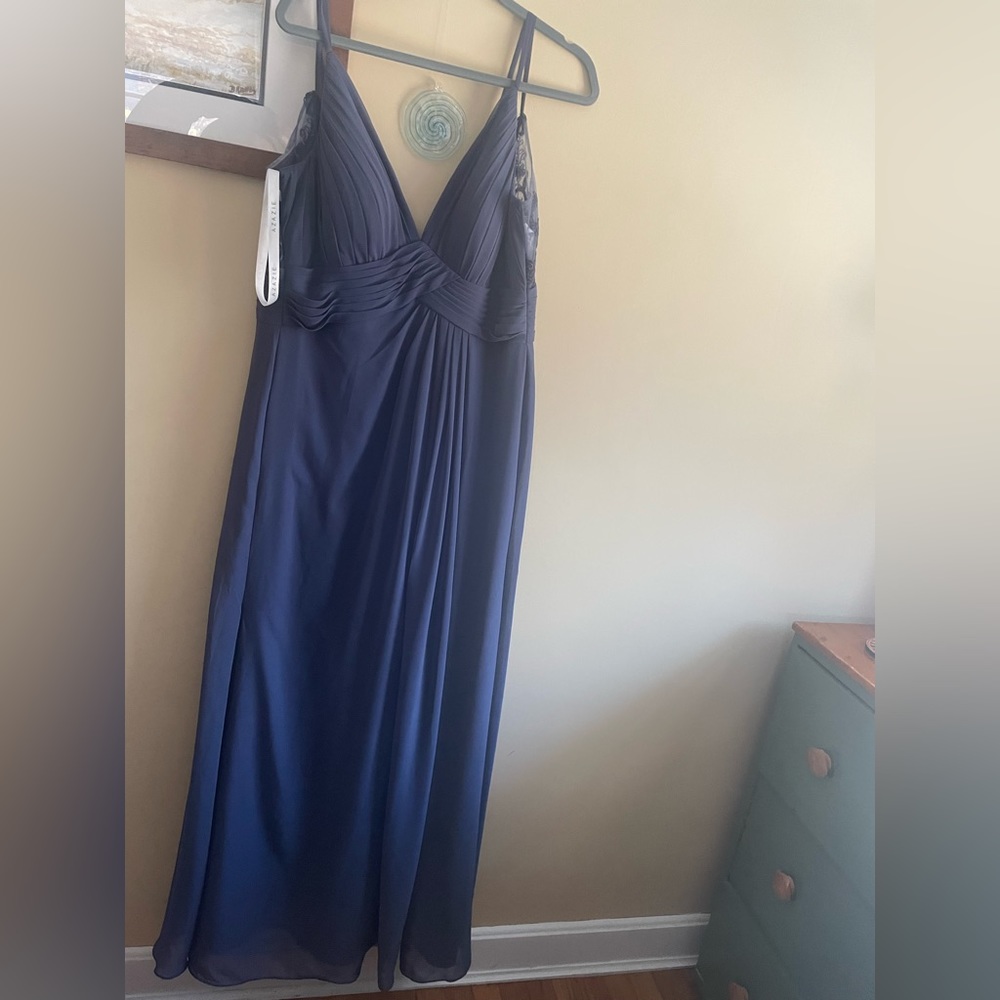 Azazie A10 slate, blue/gray bridesmaids dress. Never worn